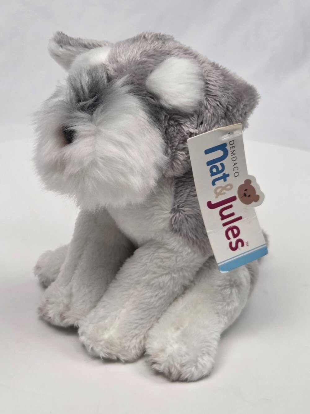gray and white Schnauzer plush toy from the Nat & Jules collection 5"